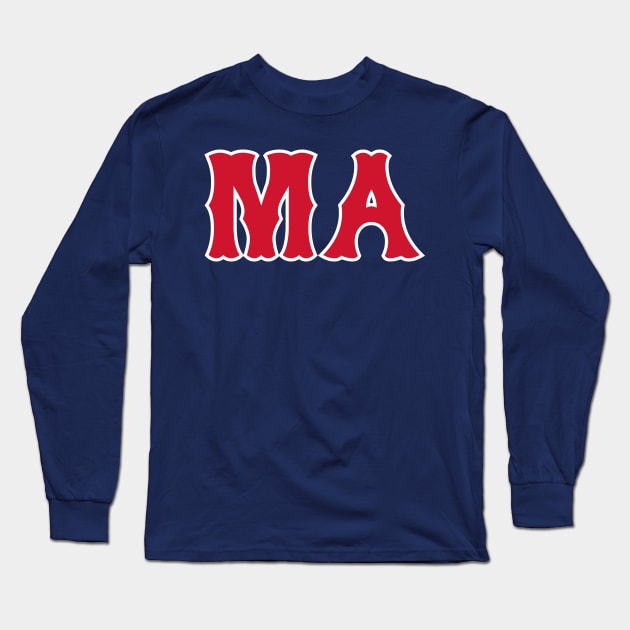 Boston 'MA' Baseball Fan T-Shirt: Show Your Massachusetts Pride with a Bold Beantown Baseball Design! Long Sleeve T-Shirt by CC0hort